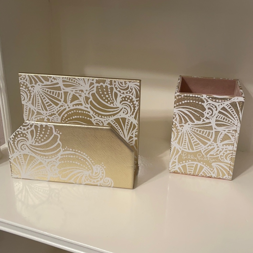 Lilly Pulitzer Pencil Cup & Letter Organizer - NEW